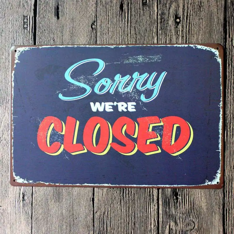 Open Closed Signs Coffee Decoration Tin Plate Pub Retro Decorative Bar Club Garage Decoration Home Decor 20x30 cm