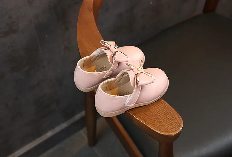 Демисезонный девочек нескользящей одинарная обувь бант Принцесса Детская спортивная обувь для детей повседневные обувь без застежки EU 21-30