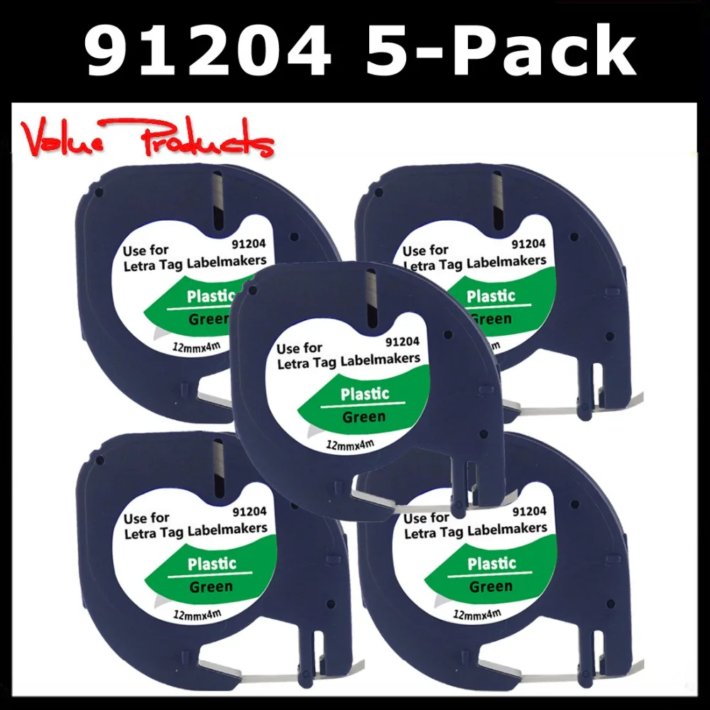 VP 5 Pack 91204 пластиковая этикетка лента 12 мм * 4 м Совместимость для Dymo Letratag DYMO 91334 91224