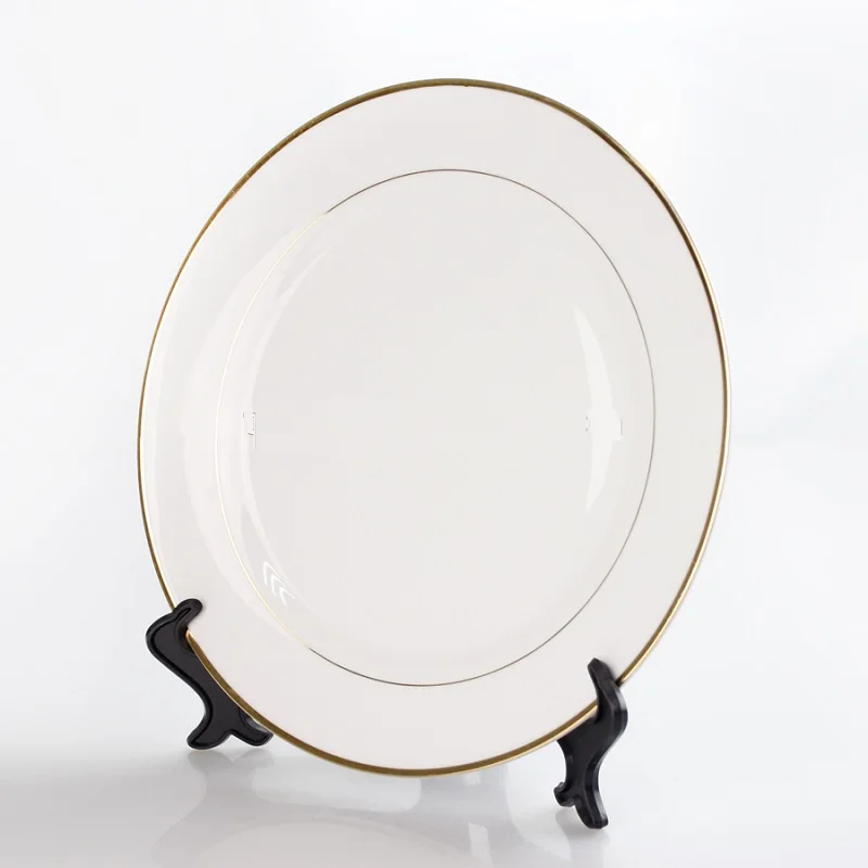 36 шт. Высший сорт 8 дюймов пустые сублимационные керамические тарелки с золотым краем украшения для печати тарелка крепкая фарфоровая обеденная тарелка