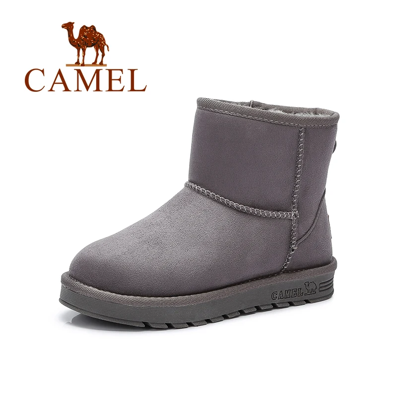 

CAMEL Winter Women Snow Boots Ankle Simple Casual Warm Boots Women Flock Short Plush Low Flat Slip On Thick Booties For Girl