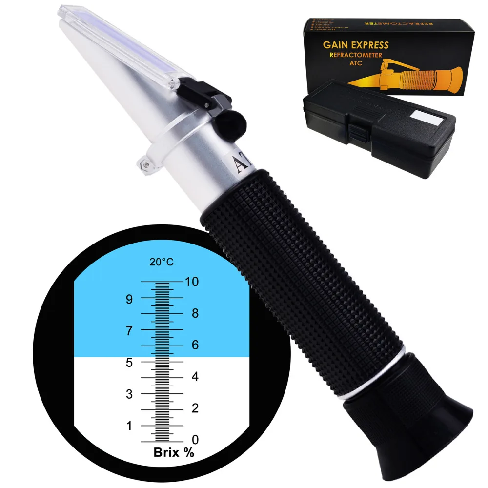 

0-10% Brix Refractometer with ATC Low-Concentrated Sugar Content Solutions Machining Maple Sap Accuracy 0.1%