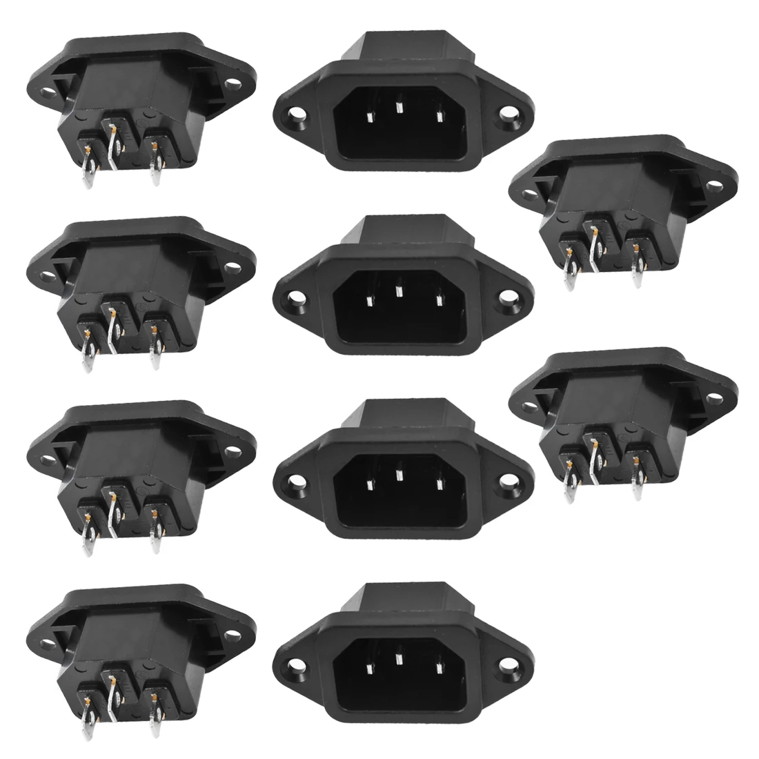 UXCELL 10Pcs 3 Terminals Electrical Cooker C14 Power Plug Socket 250V