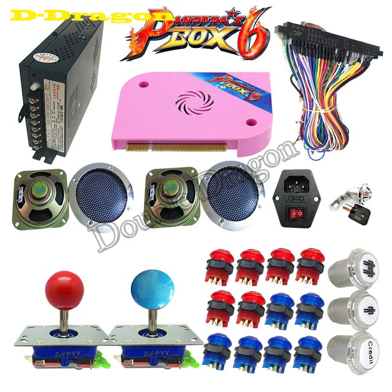 US $1.067.99 10sets DIY Arcade game Bundles Kits Pandora Box 6 1300 in 1 With Power Supply Jamma wiring Joystick illuminated Push Button