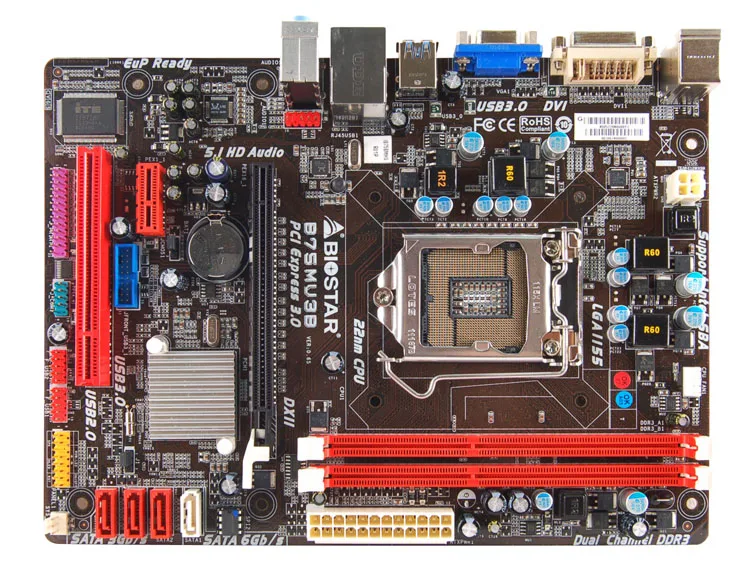 Для BIOSTAR B75MU3B оригинальная б/у настольная материнская плата B75 LGA 1155 DDR3 16 Гб SATA3 USB3.0