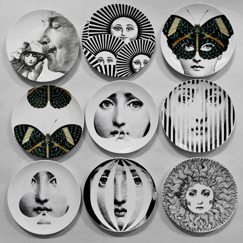 

2018 fashion style Milan Fornasetti Plates decorative wall hanging craft plates for home hotel hall Restaurant decor