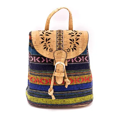 Пробковый рюкзак с цветным текстилем, эко веганский женский винтажный рюкзак для девочек, Хлопковая Сумка, пробковая сумка, OY-002 - Цвет: OY-002-E
