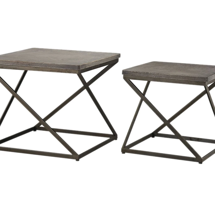 

Sterling Moya Aged Iron Set Of 2 Metal And Concrete Accent Tables