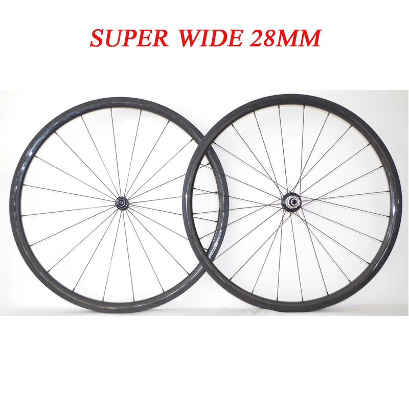 

SUPER WIDE 28mm x 33mm 700c Carbon Road Tubular Clincher Tubeless Bike Wheels Bicycle Wheelset Powerway Hubs