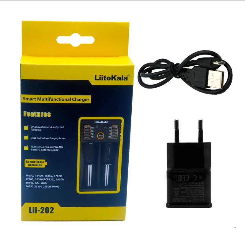 LiitoKala Lii 202 USB Intelligent Battery Charger with Power Bank Function for Ni MH Lithium for
