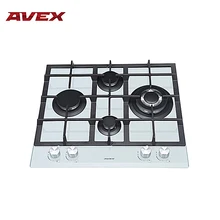 Встраиваемая панель с газконтролем, с чугунными решетками AVEX HM 6045 W, WOK конфорка, электроподжиг,закаленное стекло