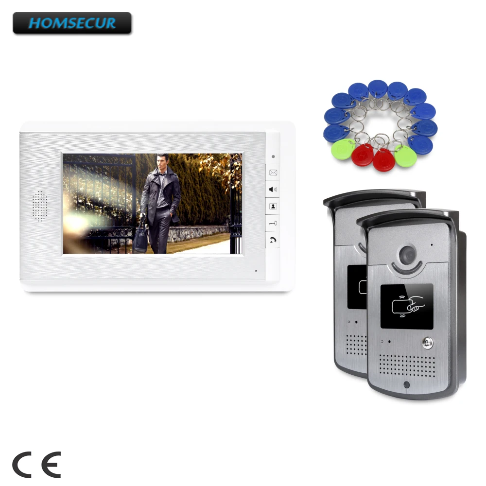 

HOMSECUR 7inch Wired Video Door Entry Security Intercom with Keyfobs Unlocking Camera XC001+XM708-S