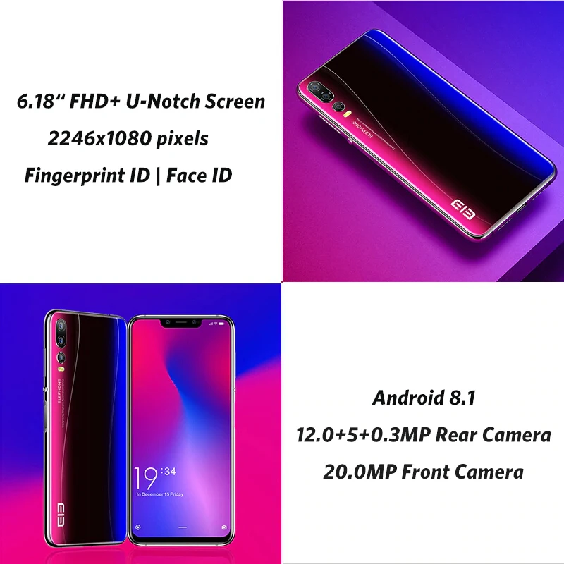 Elephone A5 4G смартфон на Android 8 1 6 18 дюймов FHD + Notch экран мобильный телефон MT6771