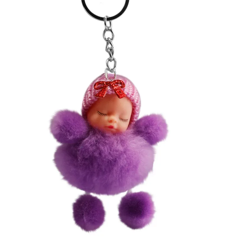 

cute sleeping baby bowtie fluffy plush doll kawaii keyring key ring mini toy juegos didacticos infantiles 3no16