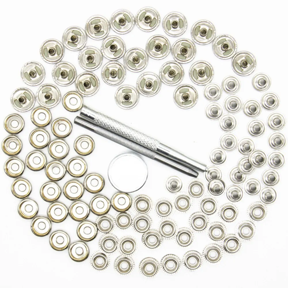 

25pcs Snap Rivet Fastener Buttons Installation Tool Kit for DIY Leather Crafts Hand Punch Tool Set DIY Material Accessories