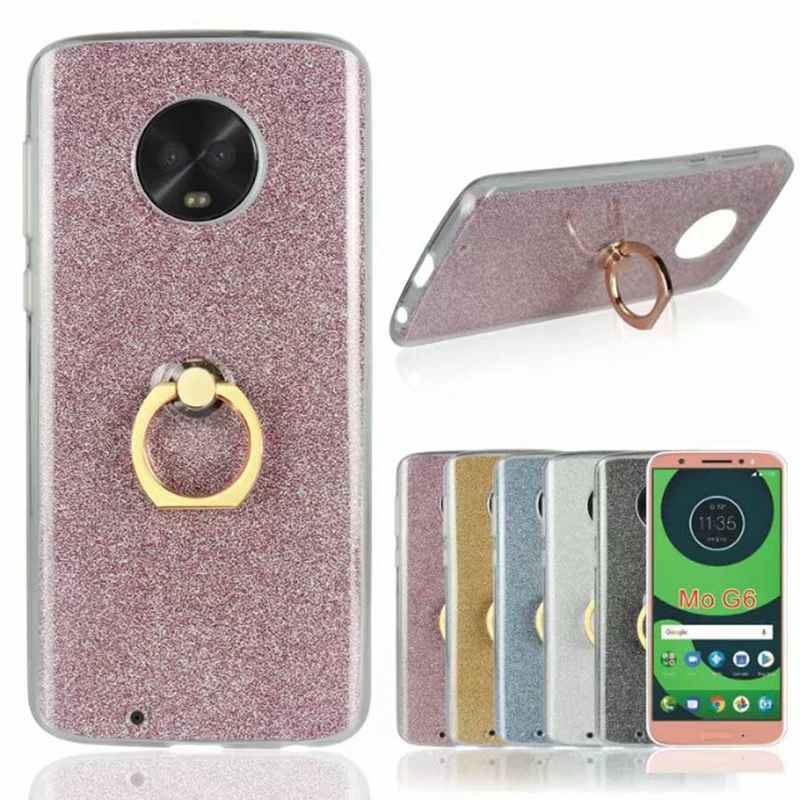 Чехол для Motorola MOTO G6 чехлы с блестящими порошковыми кольцами мягкие ТПУ мобильных