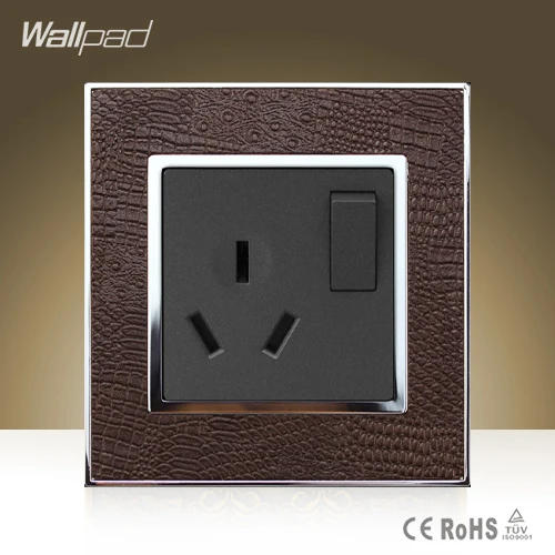 Wallpad Hotel16A AU Switched Socket Goats Коричневая кожа 1 банда способ и 16A кондиционер Бесплатная