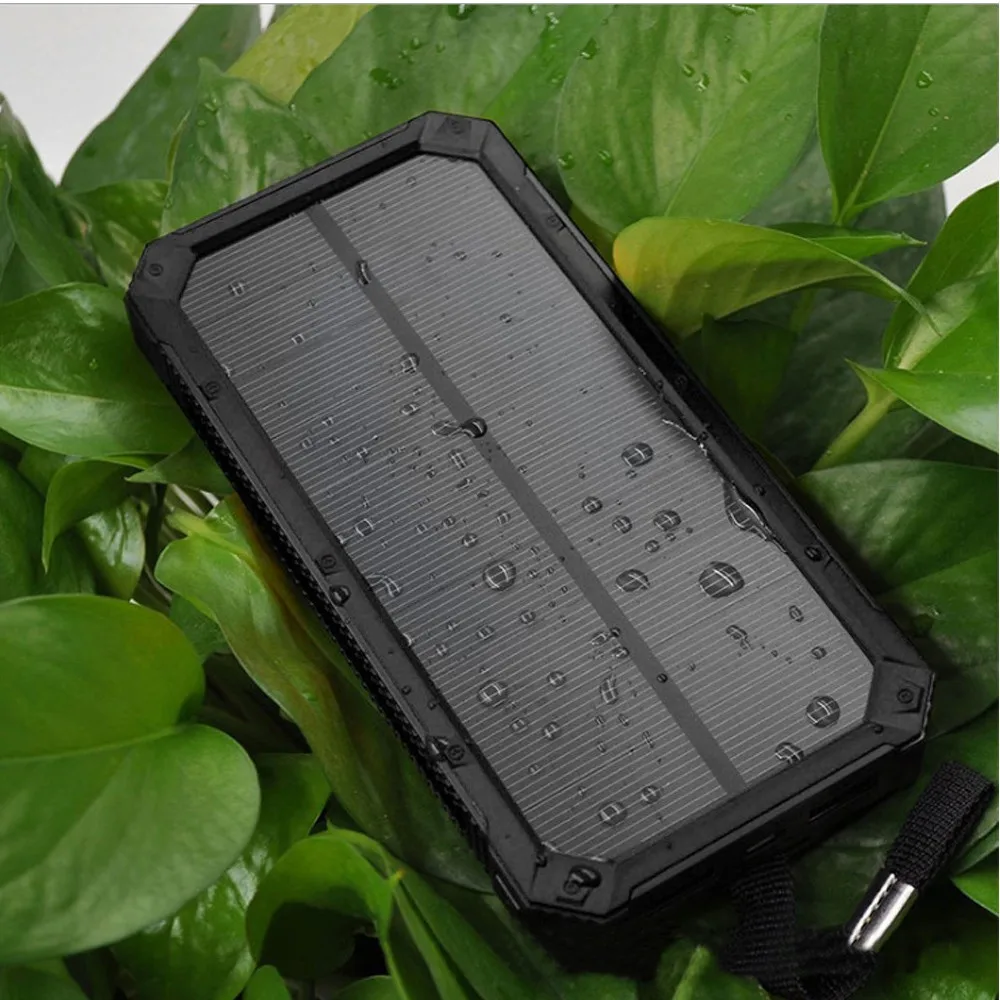 Solar Power Bank 20000mAh External Backup Battery Charger Dual USB Led Power Bank for Mobile Phone