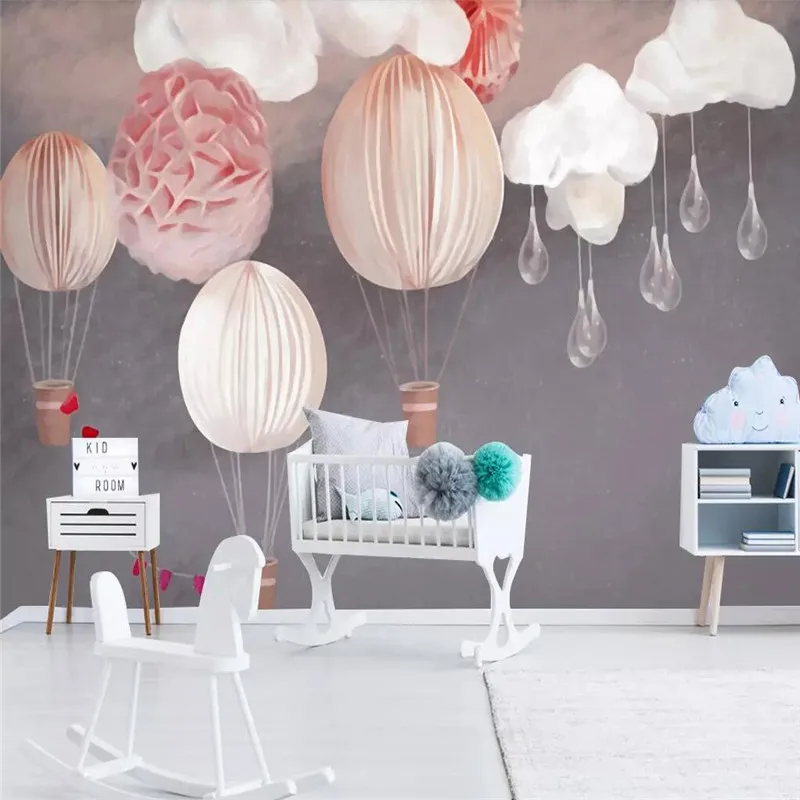 

Custom 3d wallpaper mural pink balloon children's room background wall - high-grade waterproof material