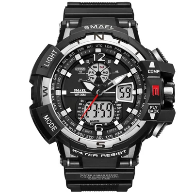 Мужские кварцевые цифровые часы мужские спортивные часы Relogio Masculino G style S Shock Relojes светодиодный военный водонепроницаемый наручные часы - Цвет: Серебристый