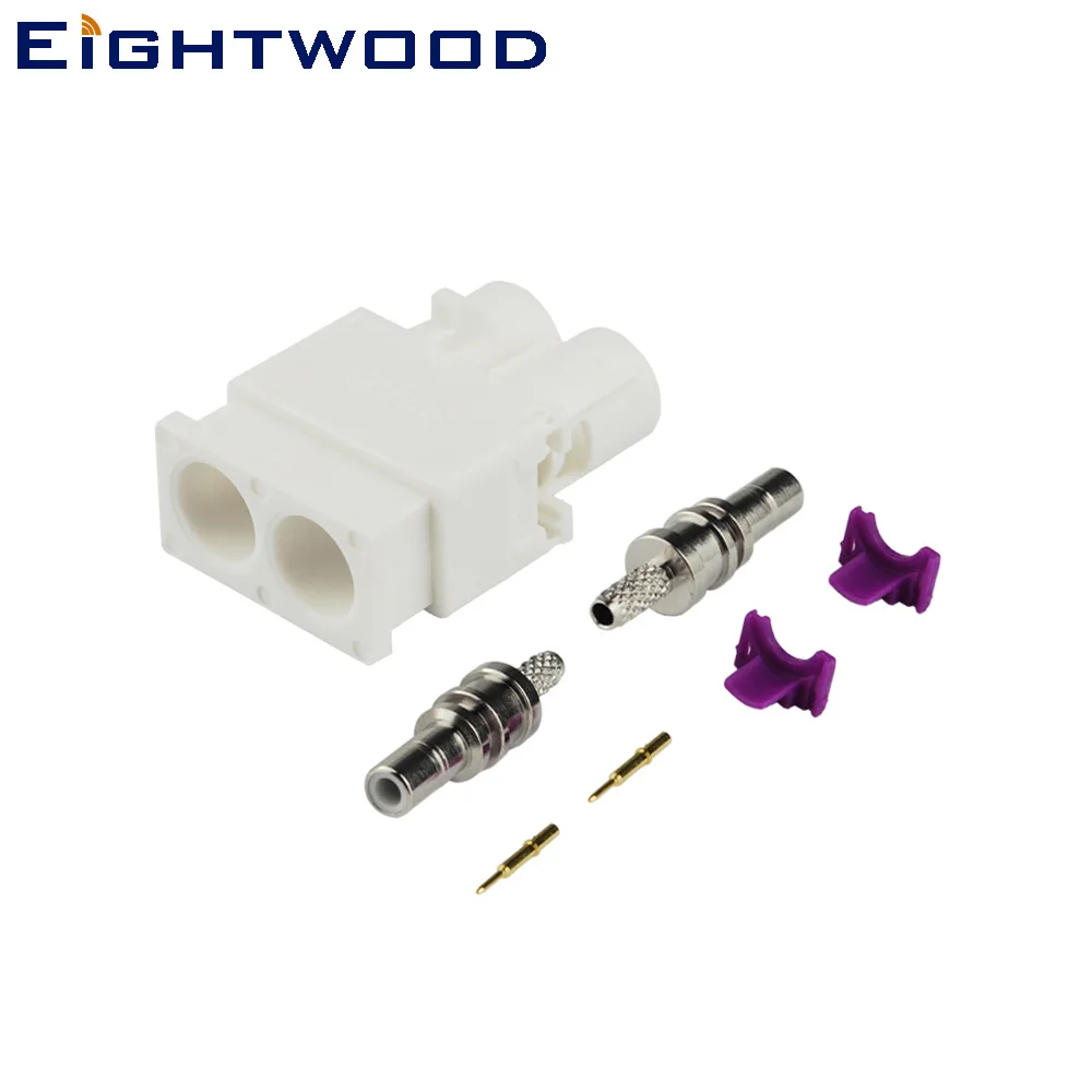 

Eightwood Car Radio With Phantom Antenna Reciever Fakra Code B Long Version Double Plug Crimp for RG174 RG316 LMR100 Coax Cables
