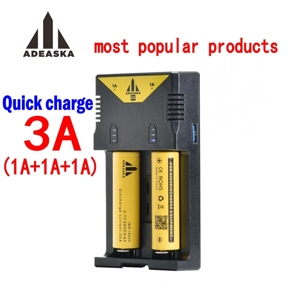 Зарядное устройство ADEASKA Q2 Intelli Универсальное зарядное для аккумуляторов AA AAA Li-Ion
