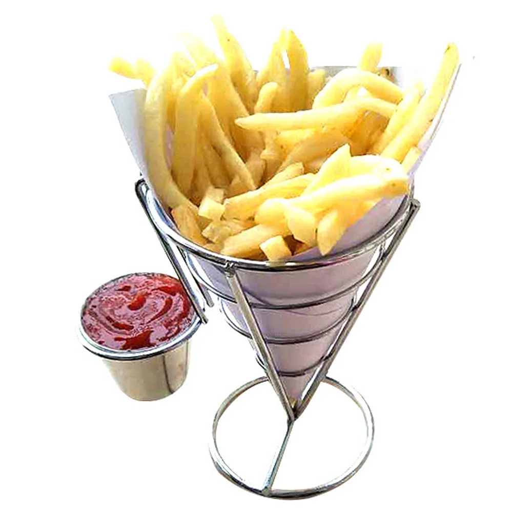 French Fry Stand Cone Basket Holder For Fries Fish And Chips And