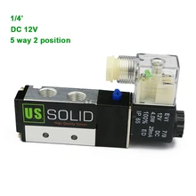 США Твердые 1/" 5 способ 2 Позиции пневматический Электрический электромагнитный клапан DC 12 В алюминиевый сплав