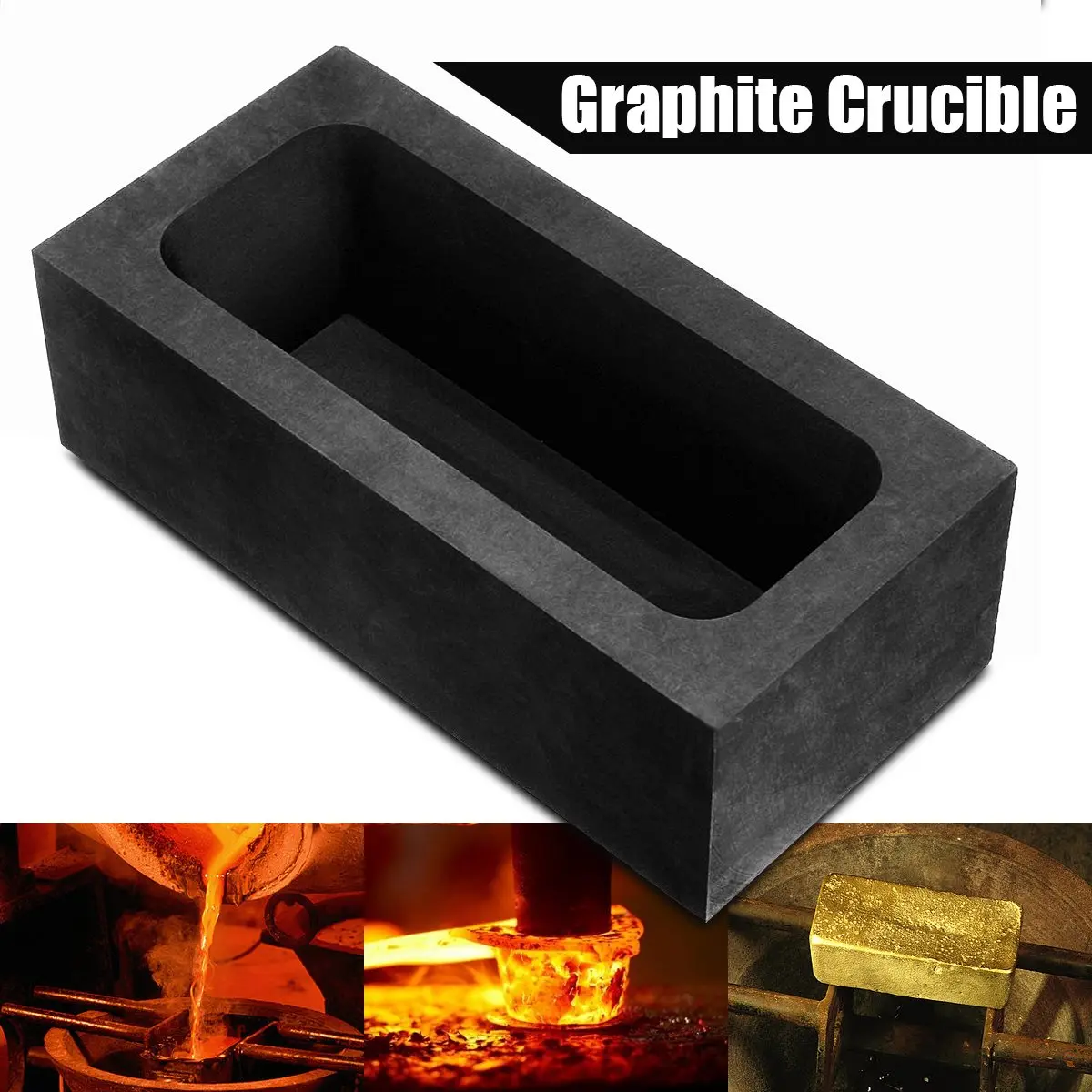 

85oz Large Graphite Casting Ingot Mold for Gold Silver Copper Melting Casting Refining Scrap Bar Crucible Tool Parts