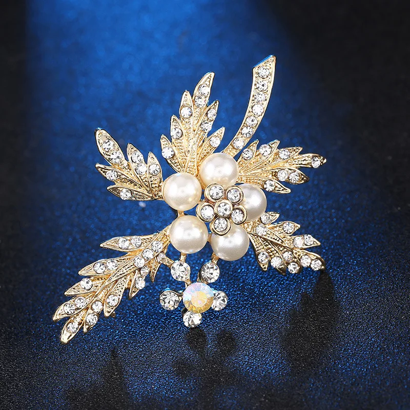 Imitation Pearl Brooch Wholesale Leaf Leaf Sweater Brooch Flower