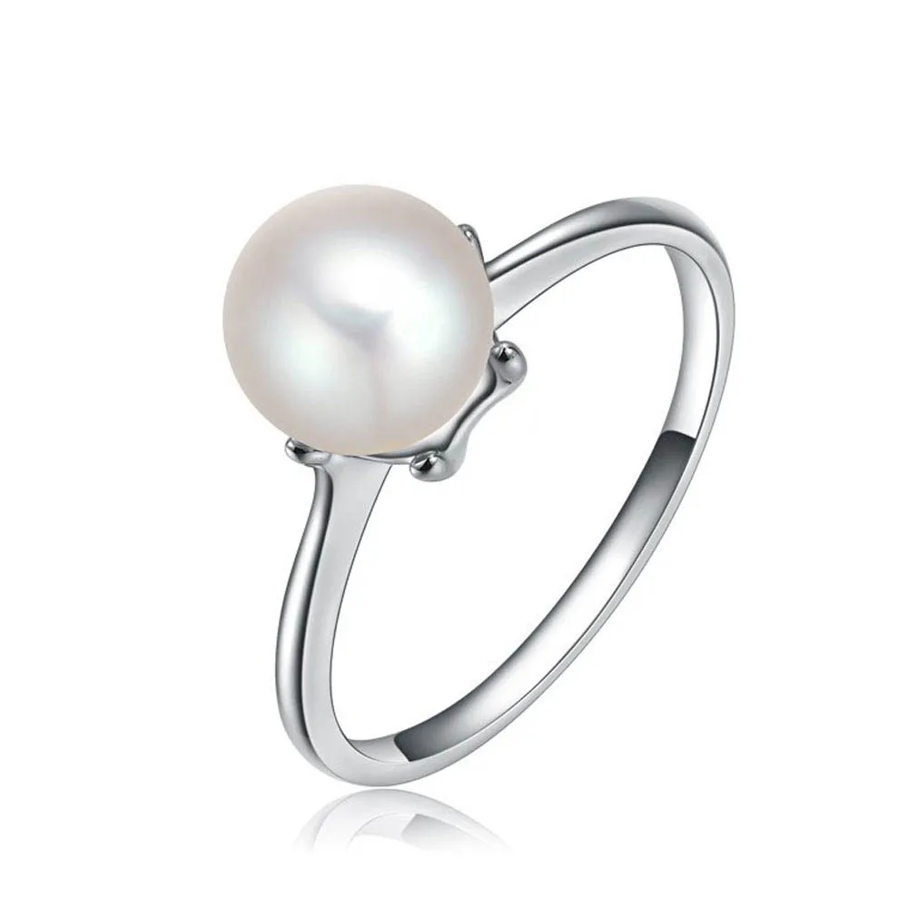 Original Silver Color Simulate Pearl Ring With White Cultured Pearl
