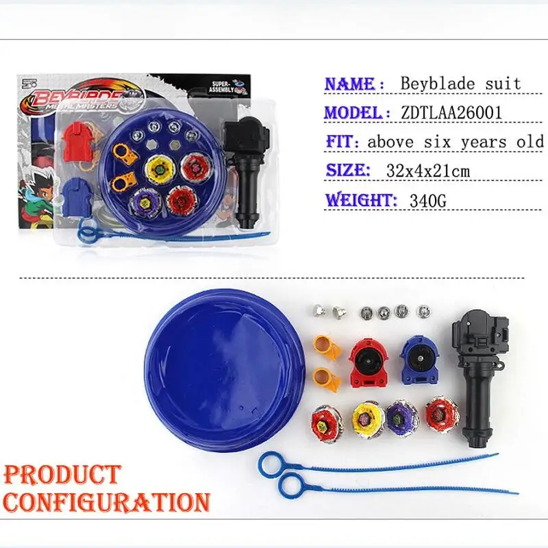 

Free shipping beyblade set(4 beyblades+2 launchers+4 tips+2 bolts +1grip+1arena)beyblade with arena as children gift