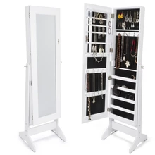Espejo Joyero Decoración con Armario para Joyas y Accesorios, 160x41x36cm, 4 ángulos de inclinación, ideal para el dormitorio