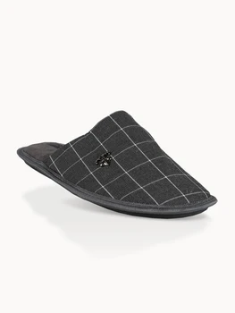 

Slippers warm plaid fabric-Gray