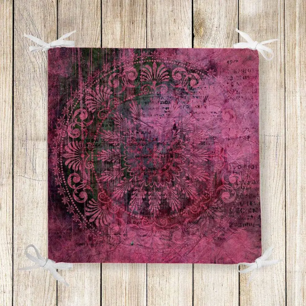 buy Else Damson Vintage Ottoman Authentic 3d Print Square Chair Pad Seat Cushion Soft Memory Foam Full Lenght Ties Non Slip Washable