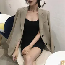 NiceMix 2019 Spring Autumn Loose Joker lapel suit jacket autumn and winter temperament long two-button long sleeve coat for wome