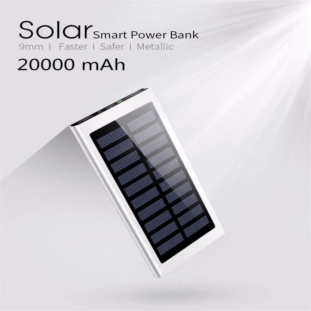Новый 20000 мАч солнечный power bank водостойкое зарядное устройство Внешний