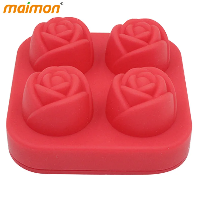 Red Rose Flower Ice Cube Maker Silicone Ice Cube Tray Candle Soap Candy Chocolate Mold Ice Ball Form Kichen Accessories