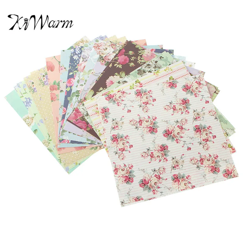 

KiWarm 24 Sheets Assorted Floral Folding Paper Origami Art Background Paper Card Making DIY Scrapbook Paper Craft 15x15cm