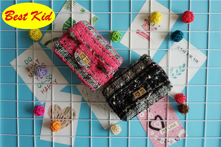 DHL! BestKid стильный твид сумки на плечо для детей для маленьких девочек мини Рождественский мешок дети портмоне SMT019D