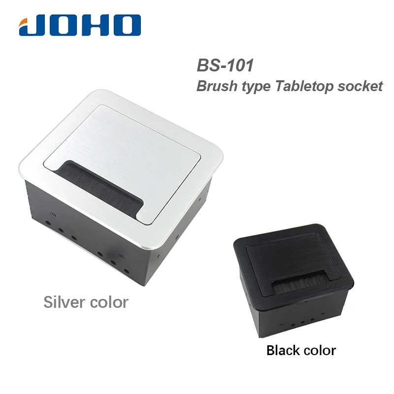 Beste JOHO Multifunctionele Desktop Socket Doos Zwart Zilver Aluminium EU Plug Telefoon USB Charger Interface Tafel Socket BS 101