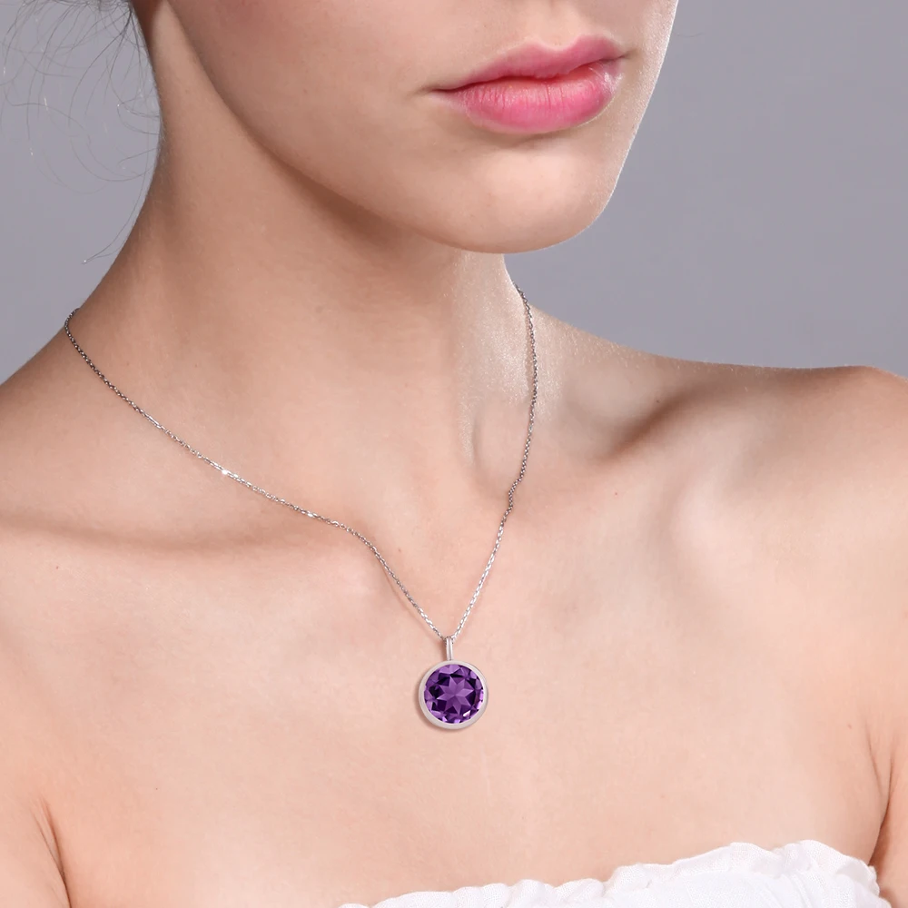 2.75 ct 9 мм круглый камень 925 Серебряный кулон с 18 &quotцепи|pendant 925|pendant with stonependant chain |