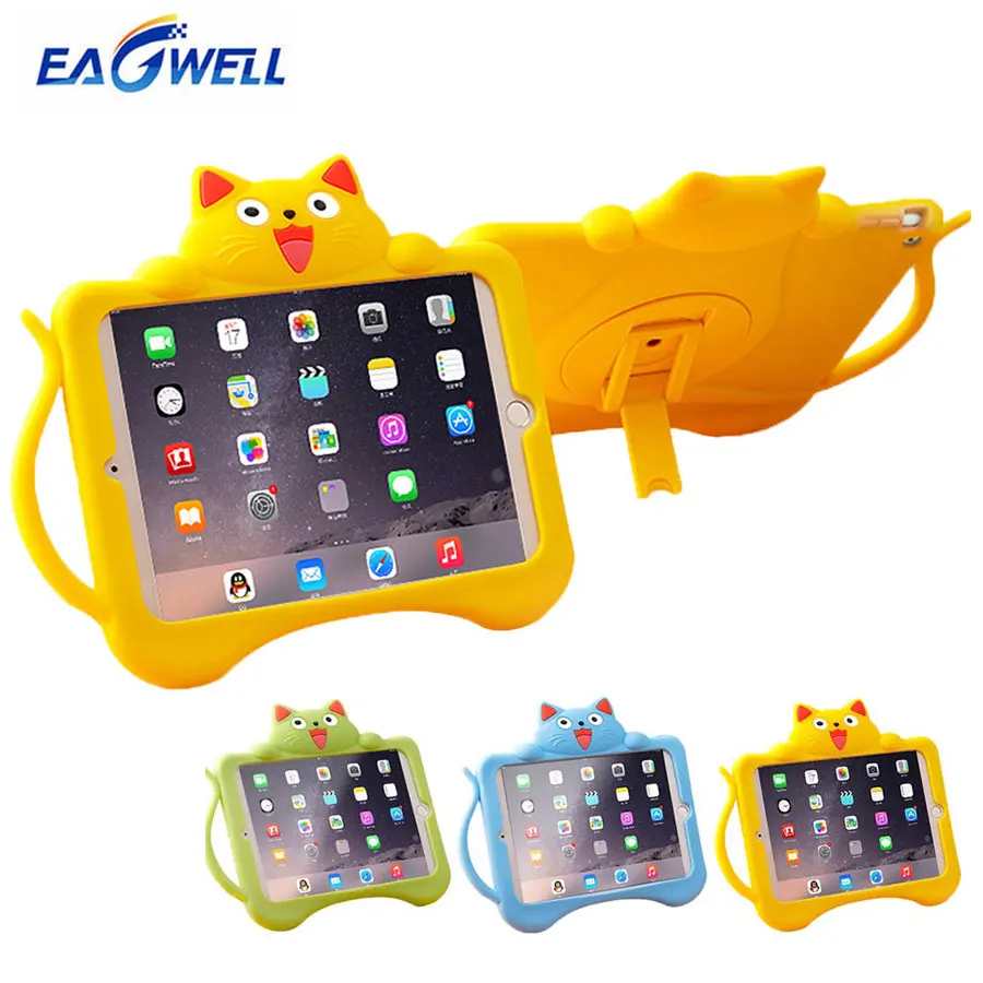 

For iPad Mini 1 2 3 4 Shockproof Case Kids Children Cartoon Silicone Tablet Protective Case Stand Handle Cover for iPad mini 4