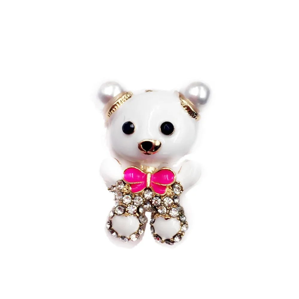 

New Style Fashion Simulated Pearl Bowknot Bear Brooch Women Girls Cute Animal Enamel Brooches Dress Coat Pins Jewelry