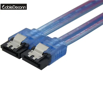 

sas sata cable 2pcs SATA III 3.0 6Gb/s HDD 7pin Flat Data Cable Straight 180 Degree Blue Metal Latch Connector 50CM