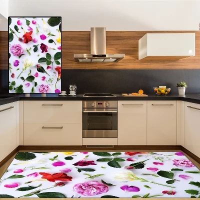 Зеленый, красный, белый цветок с цветами и листьями 3d Рисунок Нескользящая микрофибра кухня современный декоративный моющийся коврик