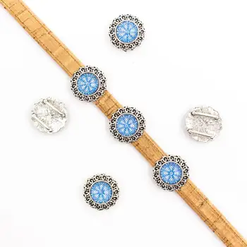 

10units For 10mm flat cord slider with Portuguese tiles for bracelet finding Round bracelet accessories（20mm） D-1-10-211