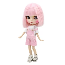 Icy dbs blyth boneca cabelo curto rosa matte rosto comum corpo branco pele 1/6 bjd ob24 brinquedo 30cm boneca nua