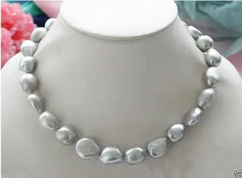 

Genuine Natural 9-10mm Silver Gray Baroque Freshwater Pearl Necklace 18 ">>>girls jewelry sets Free shipping