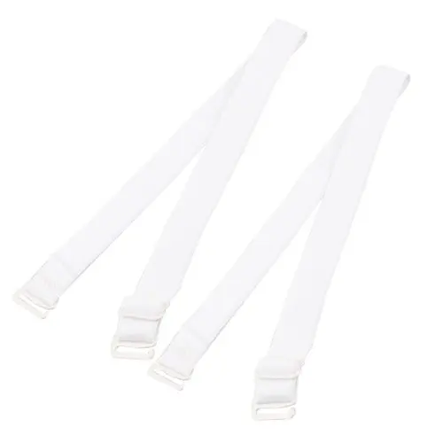 

White Elastic Fabric Metal Hook End Bra Straps Pair for Ladies